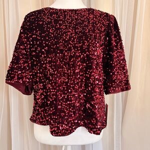 Nannette Burgundy Sequin Blouse